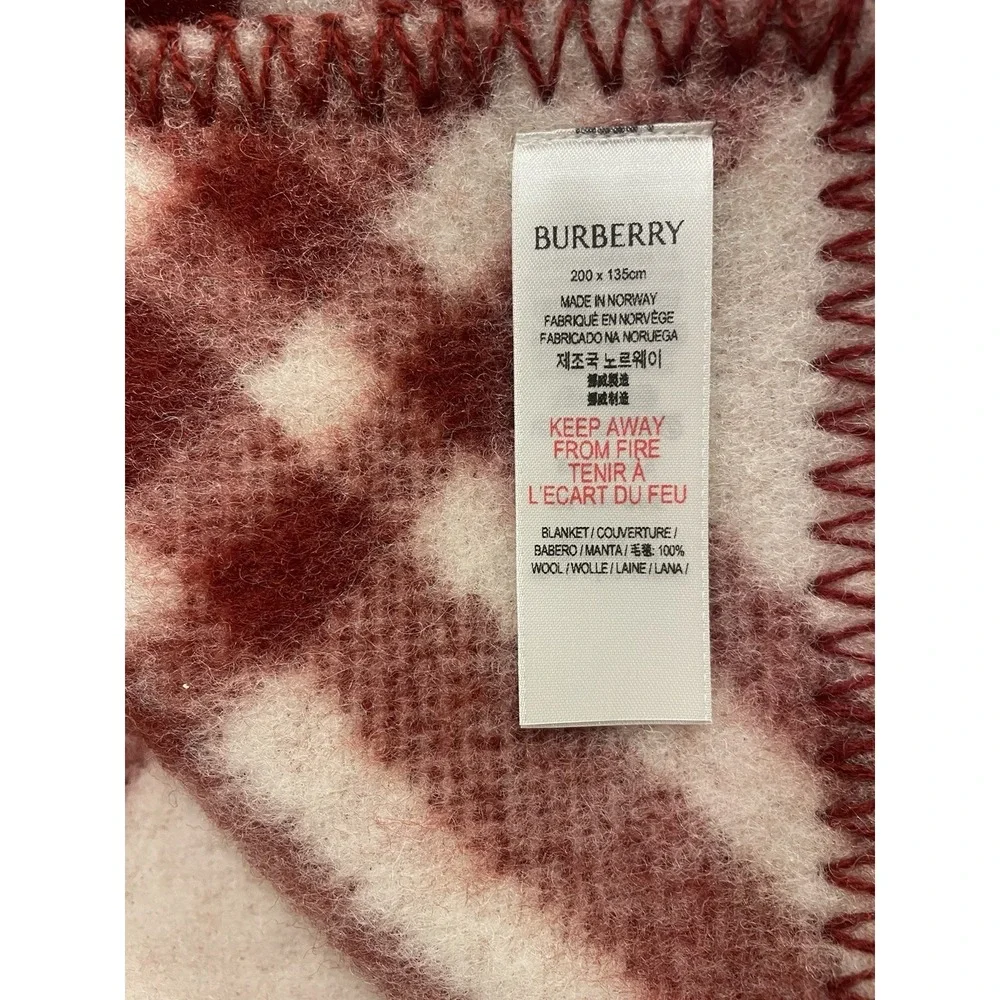Burberry Wool Blanket Red &‎ White Plaid Check 200x135cm Heavy $1790 Retail NEW